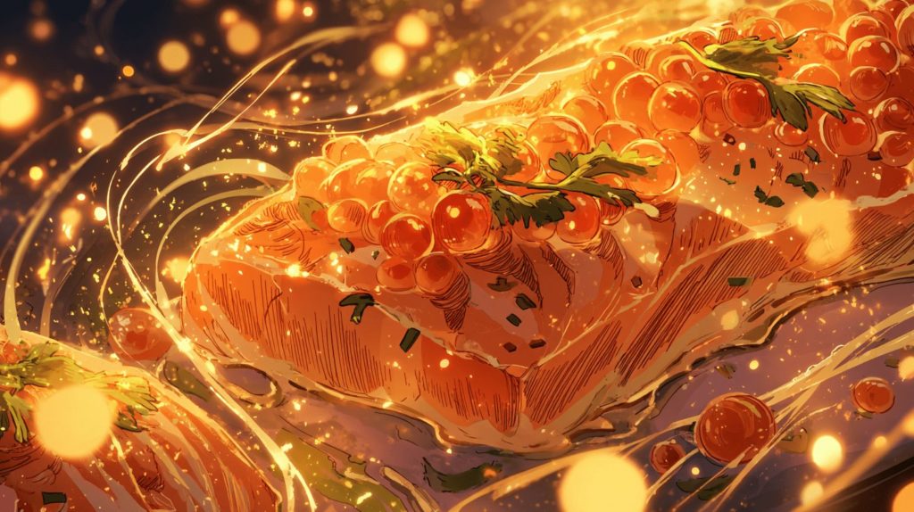 炙りサーモンとイクラのとろとろカルパッチョ