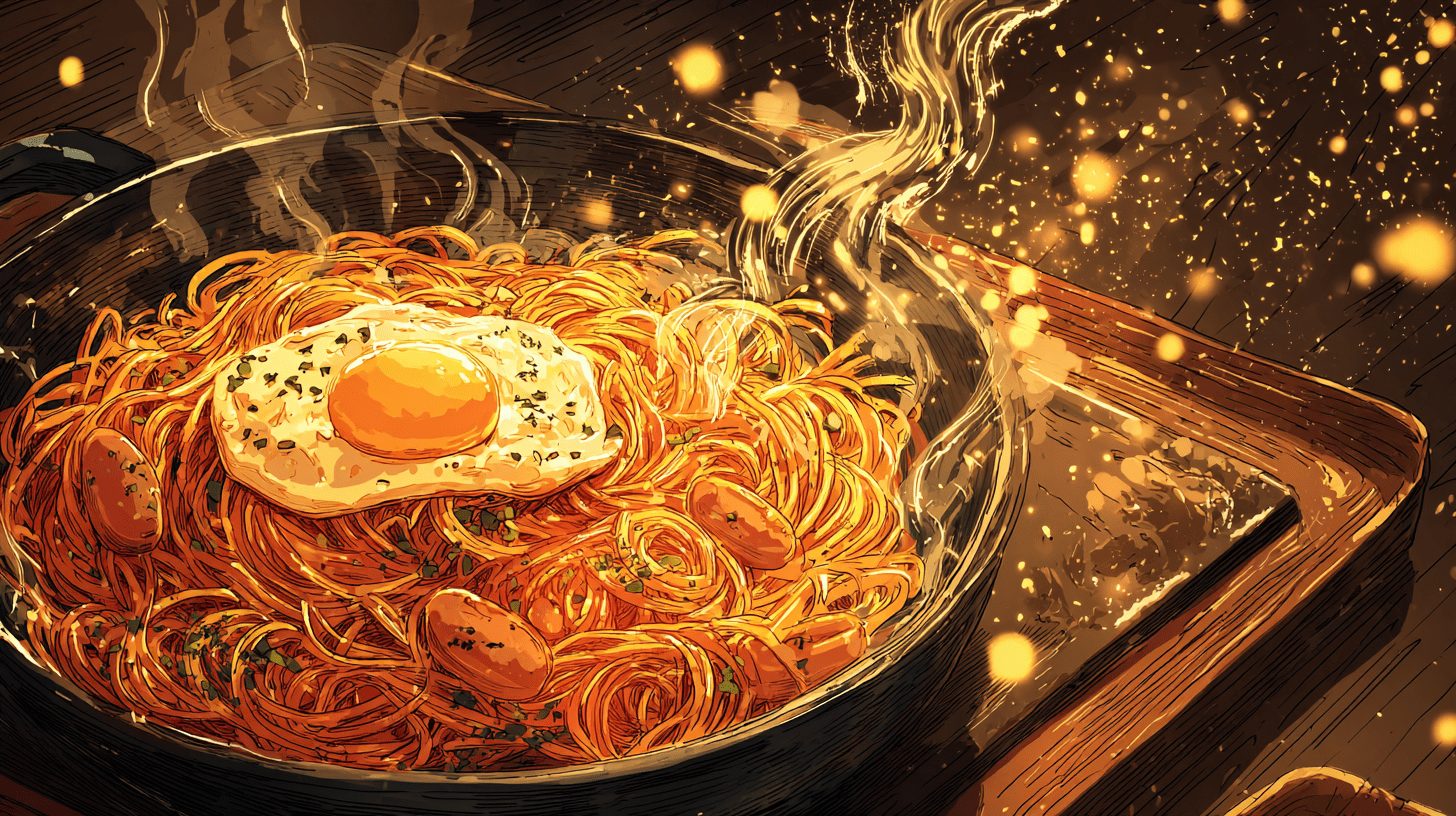 アツアツ鉄板ナポリタン　ソーセージと目玉焼きのせ