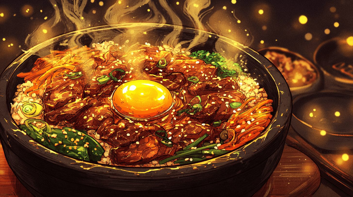 牛カルビたっぷり石焼ビビンバ　ジュージュー音が止まらないやつ