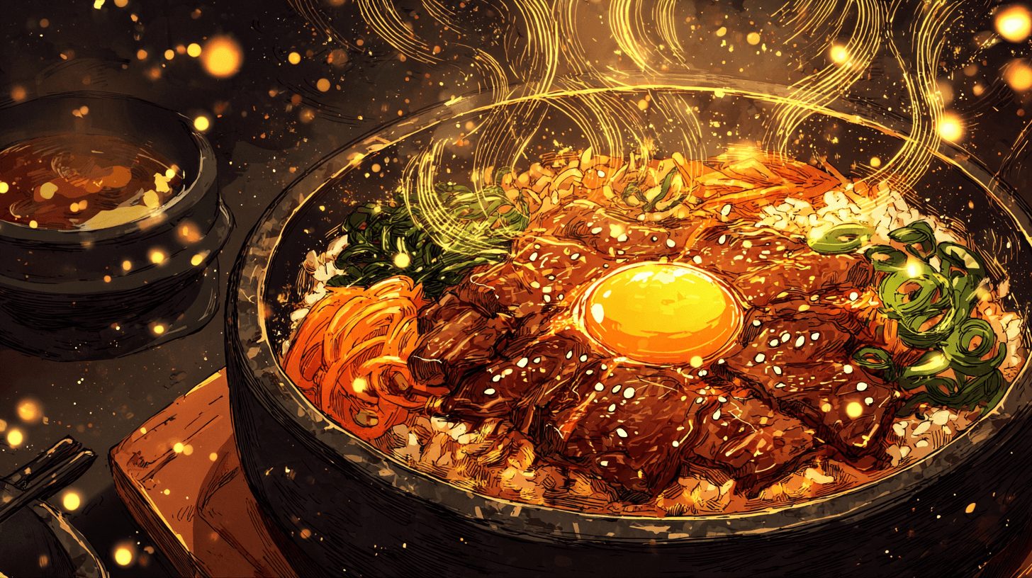 牛カルビたっぷり石焼ビビンバ　ジュージュー音が止まらないやつ