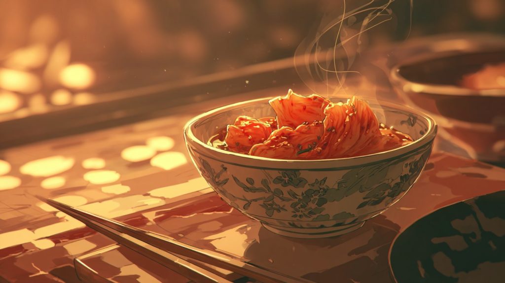 深夜に見たら終わる飯テロアニメ「東京2299一人焼肉」のキムチのシズル画像