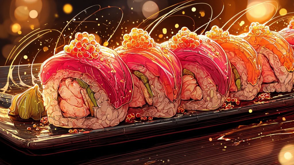 カニ身レインボー寿司ロール