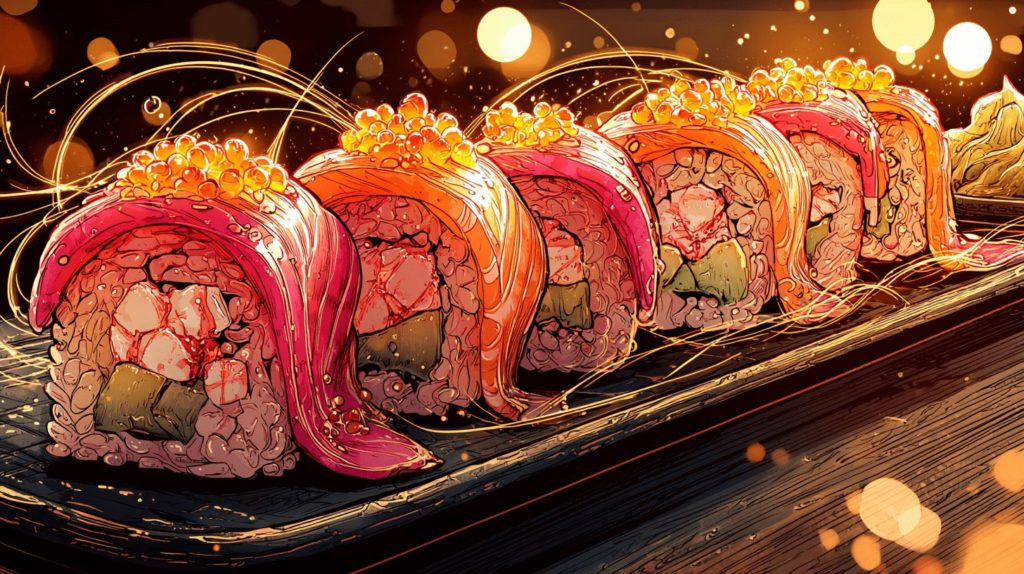 カニ身レインボー寿司ロール