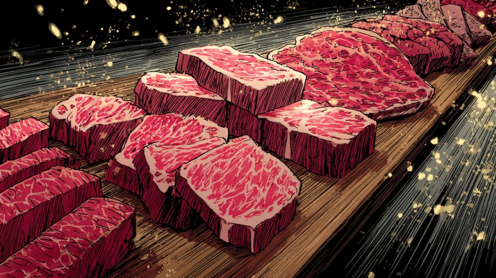 深夜に見たら終わる飯テロアニメ「東京2299一人焼肉」の肉画像3