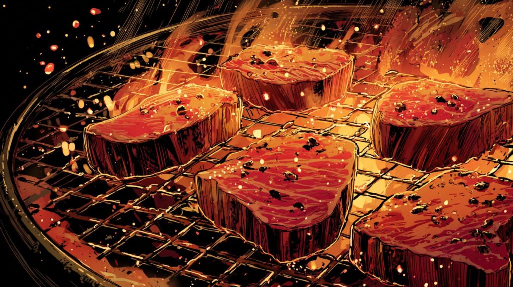 深夜に見たら終わる飯テロアニメ「東京2299一人焼肉」の焼肉の画像