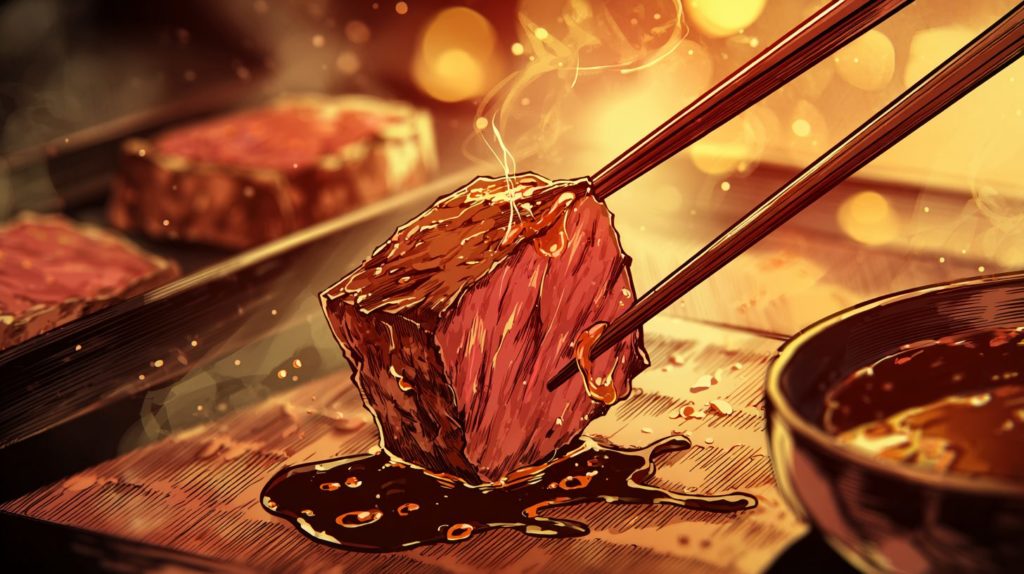 深夜に見たら終わる飯テロアニメ「東京2299一人焼肉」の焼肉のシズル画像