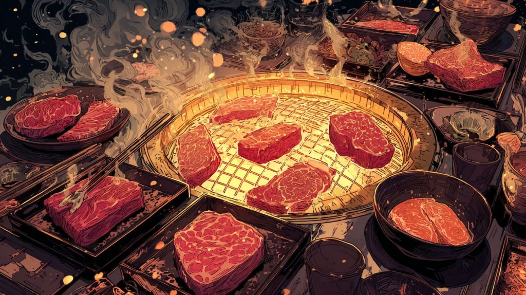 深夜に見たら終わる飯テロアニメ「東京2299一人焼肉」の一人焼肉の画像
