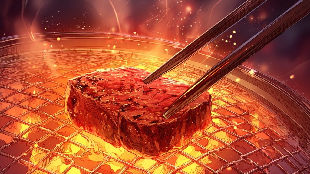 深夜に見たら終わる飯テロアニメ「東京2299一人焼肉」の牛タンのシズル画像2